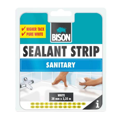 Banda pentru etansare, Bison Sanitary, siicon alb, 38mm x 3.35m