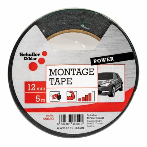 Banda montaj 12mm x 5m, dublu adeziv negru, Schuller